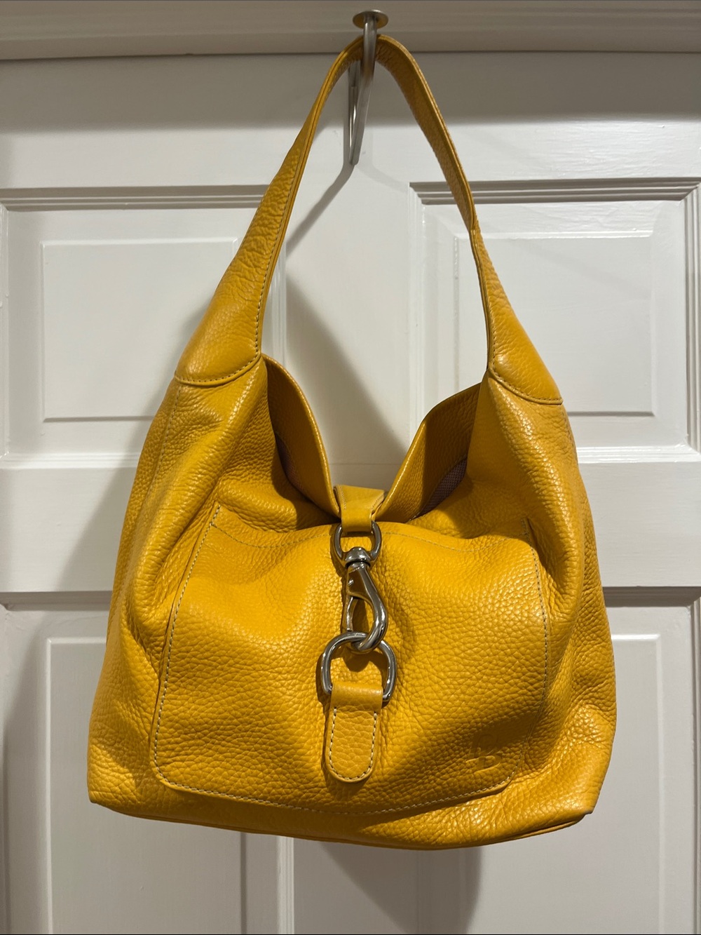 Dooney & Bourke Mustard Yellow Pebbled Leather Shoulder Hobo